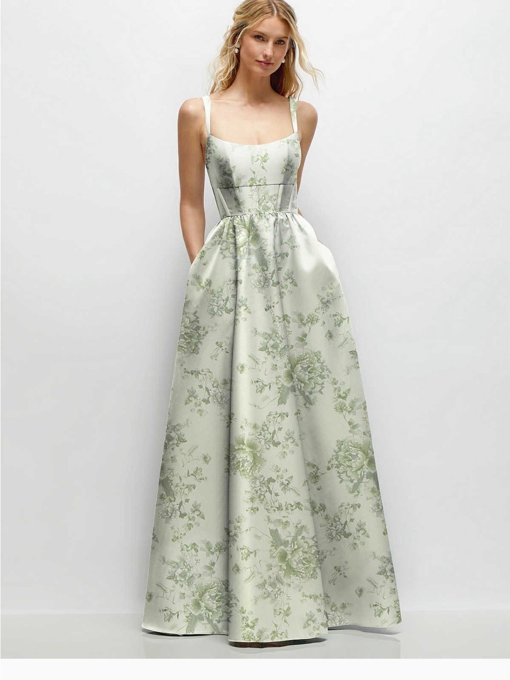 Dessy Satin Twill Sage Cottage Rose, Size 4